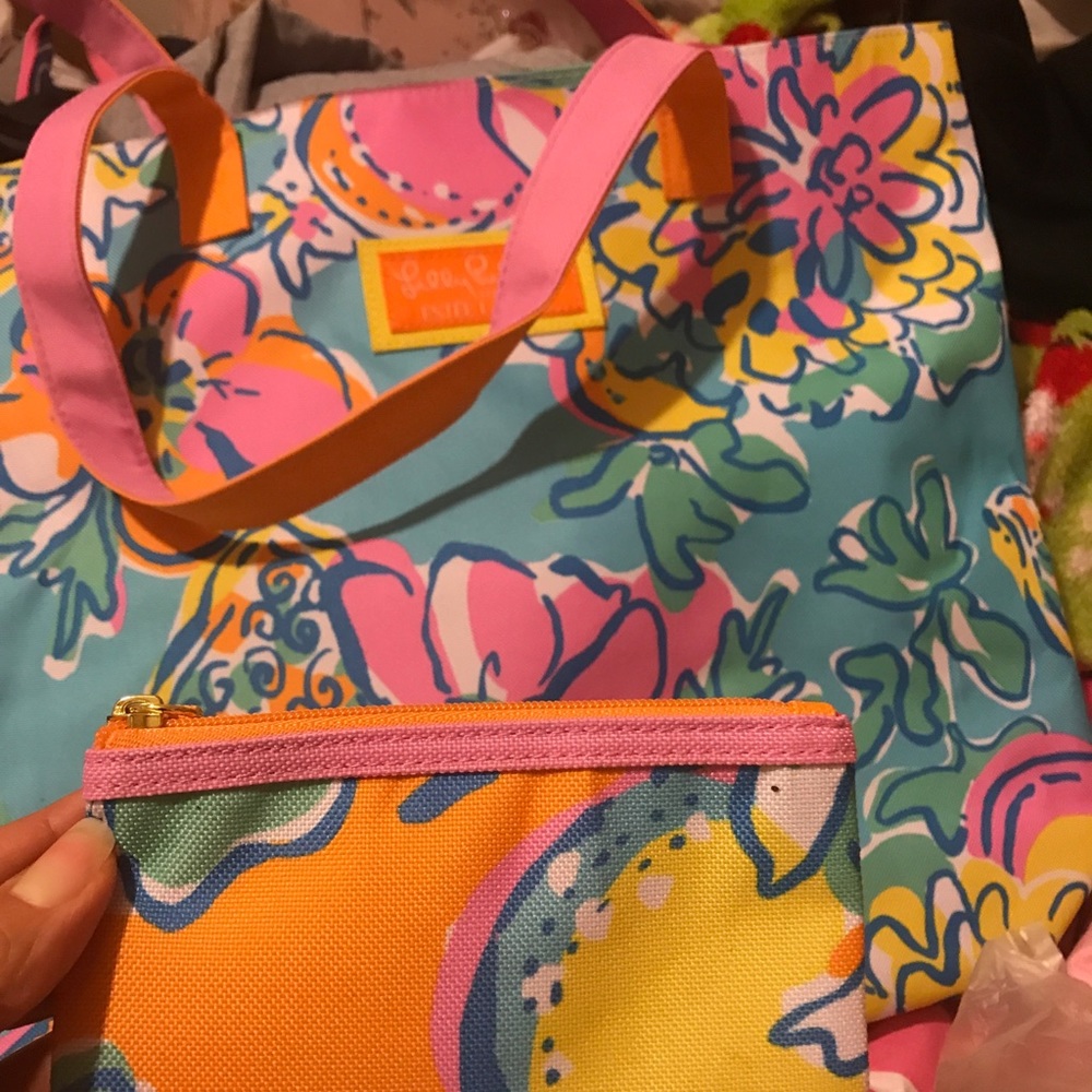 Lily pulitzer bag and pouch